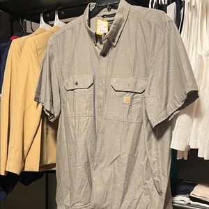 Carhartt Men's Casual Gray Button Down Shirt XXL